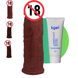Capa Peniana Em Cyberskin Pênis 17cm x 5cm Realística Marrom Eros + Lubrificante em Oferta na Shopee