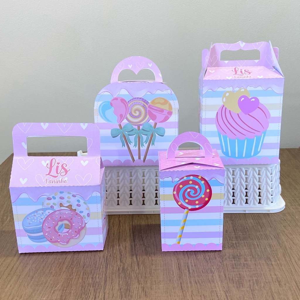 Kit Festa Confeitaria Candy Color - Doceria - Lembrancinhas - Festa infantil - Aniversário - Caixinhas Personalizadas