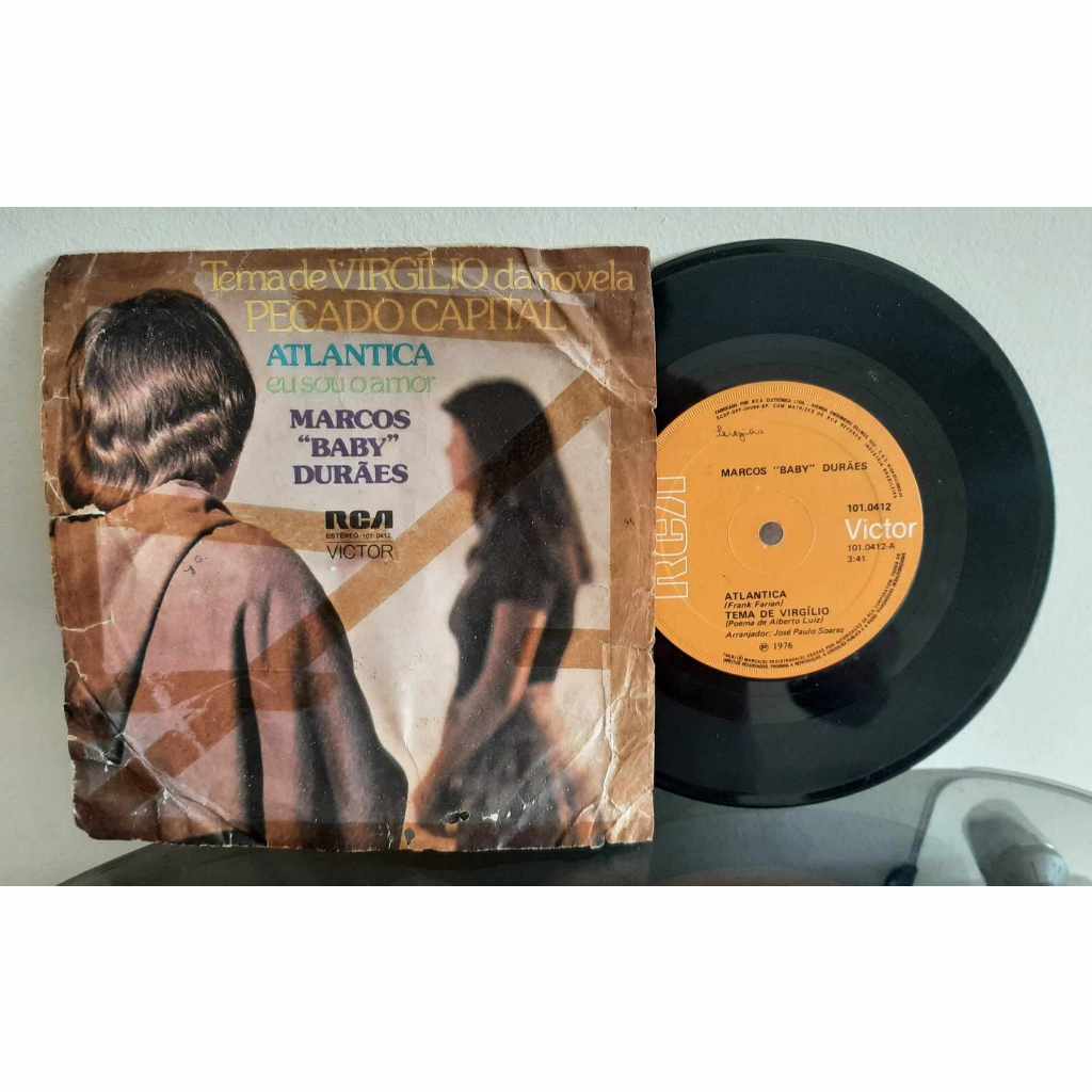 3 Compactos 7"  Marcos Baby Durães  Atlantica  Pecado Capital - Os Ossos De Barão - O Semideus + 4 Temas De Novela Clara Nunes The Fevers - vinil