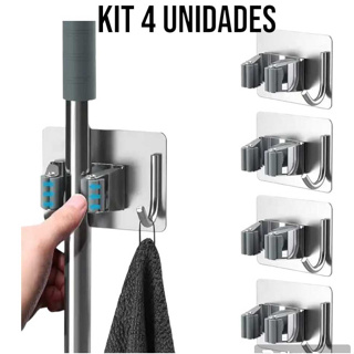 Kit 1/2/3/4 Suporte Gancho Para Pendurar Vassoura Rodo Utensilios em Oferta na Shopee