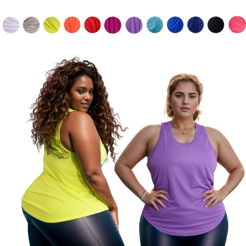 Regata Feminina Plus Size Blusa Academia Dry Fitness e Casual Malha Fria