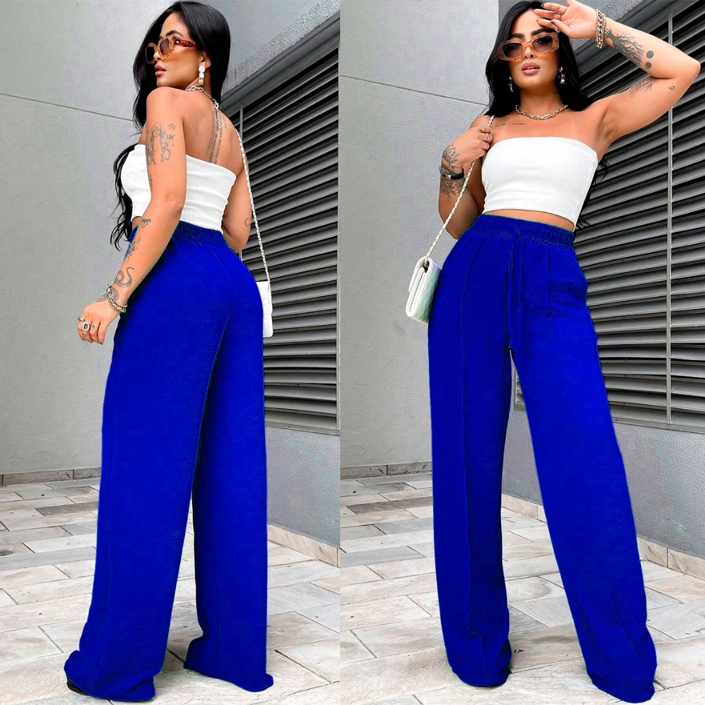Calça Pantalona Feminina Tecido Duna Luxo e Estilo moda 2024
