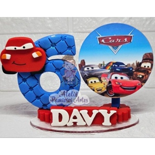 vela de aniversário carros topo de bolo cenário biscuit em Oferta na Shopee