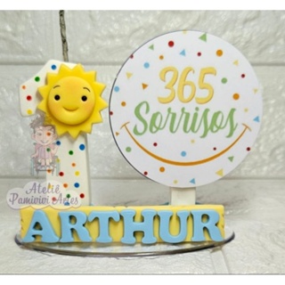 vela de aniversário 365 sorrisos topo de bolo cenário biscuit 1,2,3,4,5 em Oferta na Shopee