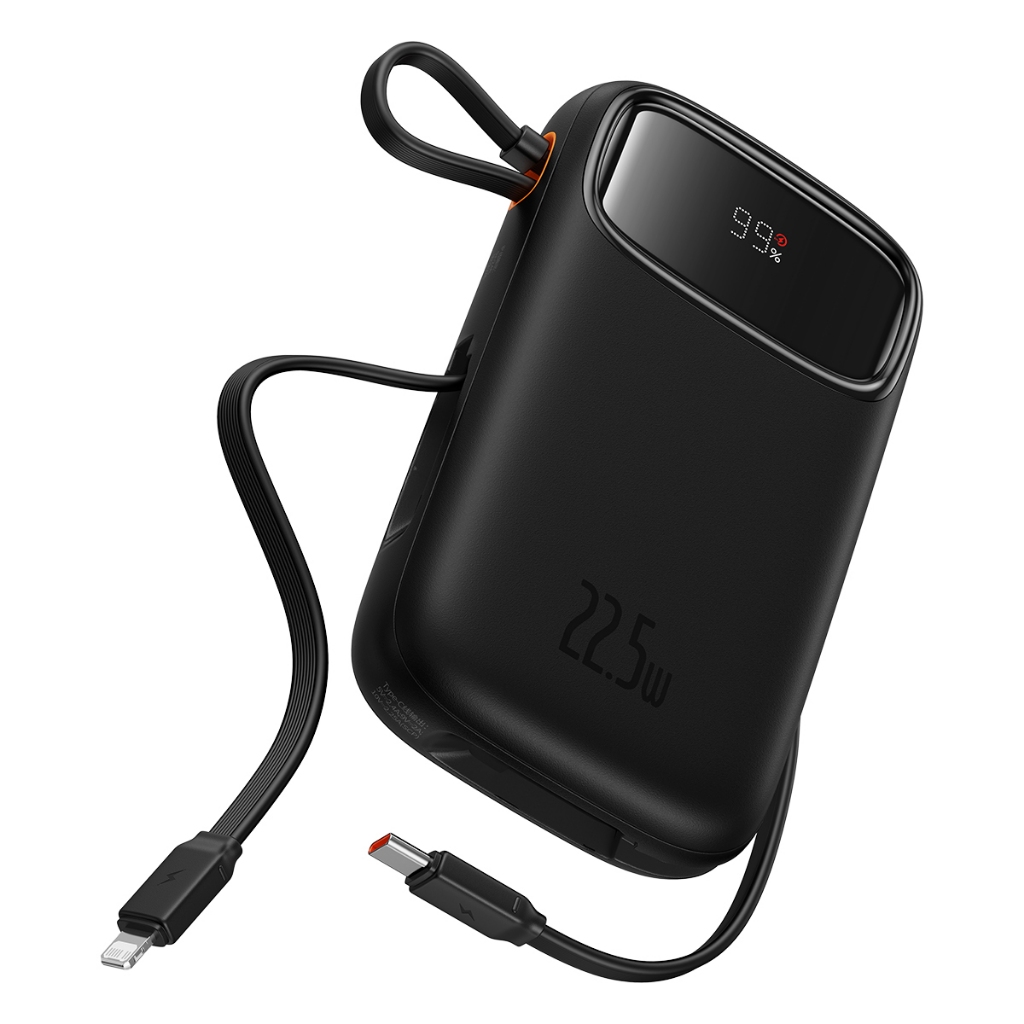 Baseus Power Bank QPOW Turbo Display Digital 20000mAh 22.5W - Bateria Portátil Rápida Cabo Integrado - Mobile & Gadgets
