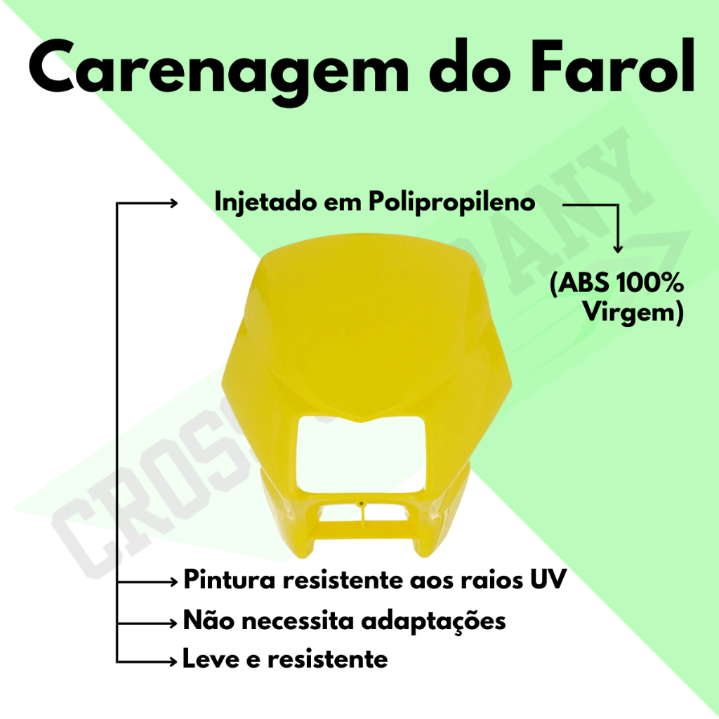 Carenagem do Farol compatível com Honda Nxr Bros 150 2008 Amarelo Trancoso Pro Tork ABS 100% Virgem