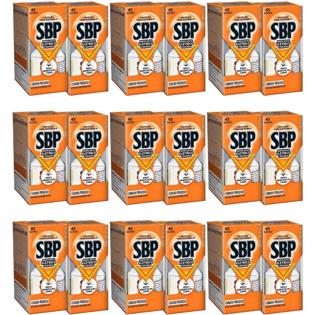 Sbp Repelente Elétrico Líquido 45 Noites Refil 24un 35ml Atacado