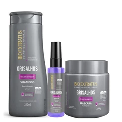 Kit Desamarelador Cabelos Grisalhos Bio Extratus (Shampoo/Máscara/Sérum Finalizador)