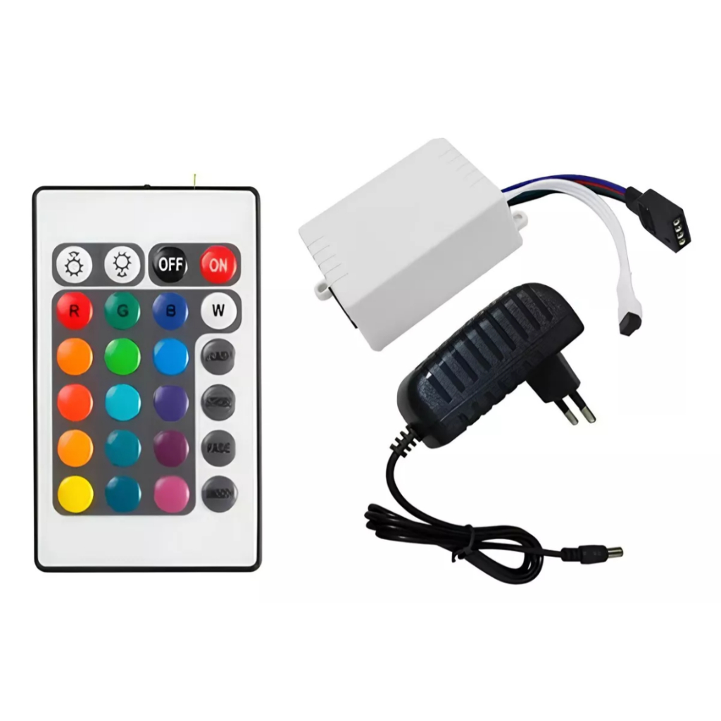 Controle + Controladora + FONTE 12v 2a Bivolt Para Fita Led Rgb 5050 3528 em Oferta na Shopee