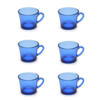 JOGO 6 XICARA CHA CAFE VIDRO AZUL 200 ML MOD SINO SEM PIRES em Oferta na Shopee