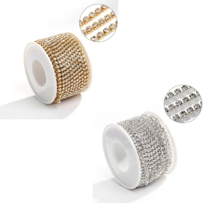 corrente de strass colagem para artesanato bolsas roupas