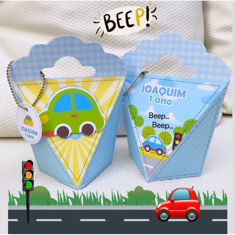 Caixinha Personalizada Lembrancinha Festa Carrinho Brinquedos Meio Transporte Kit - 10 unidades