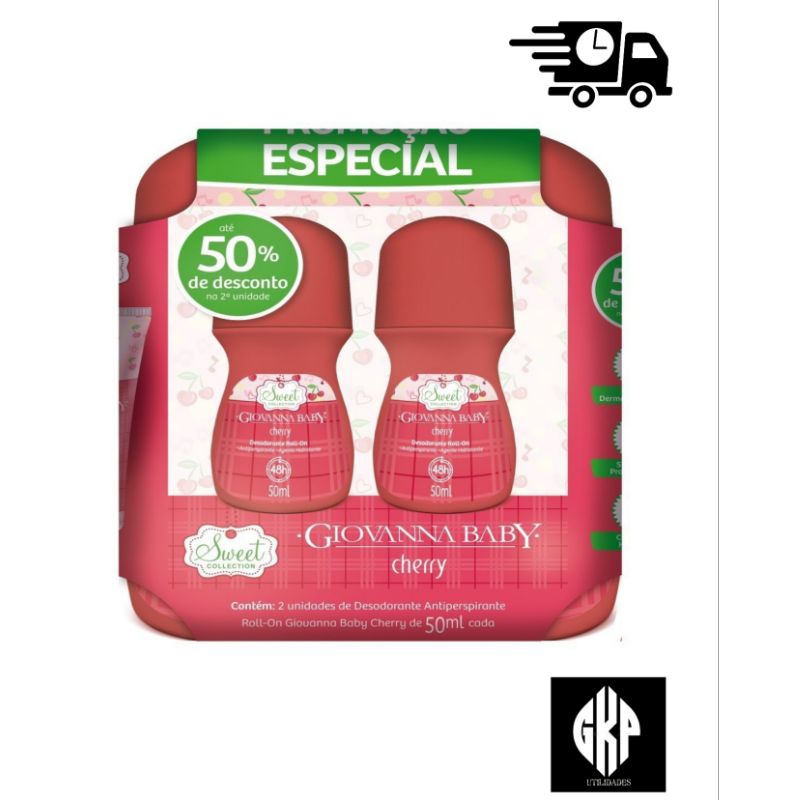 KIT 4 UNIDADES DESODORANTE ROLL ON GIOVANNA BABY CHERRY