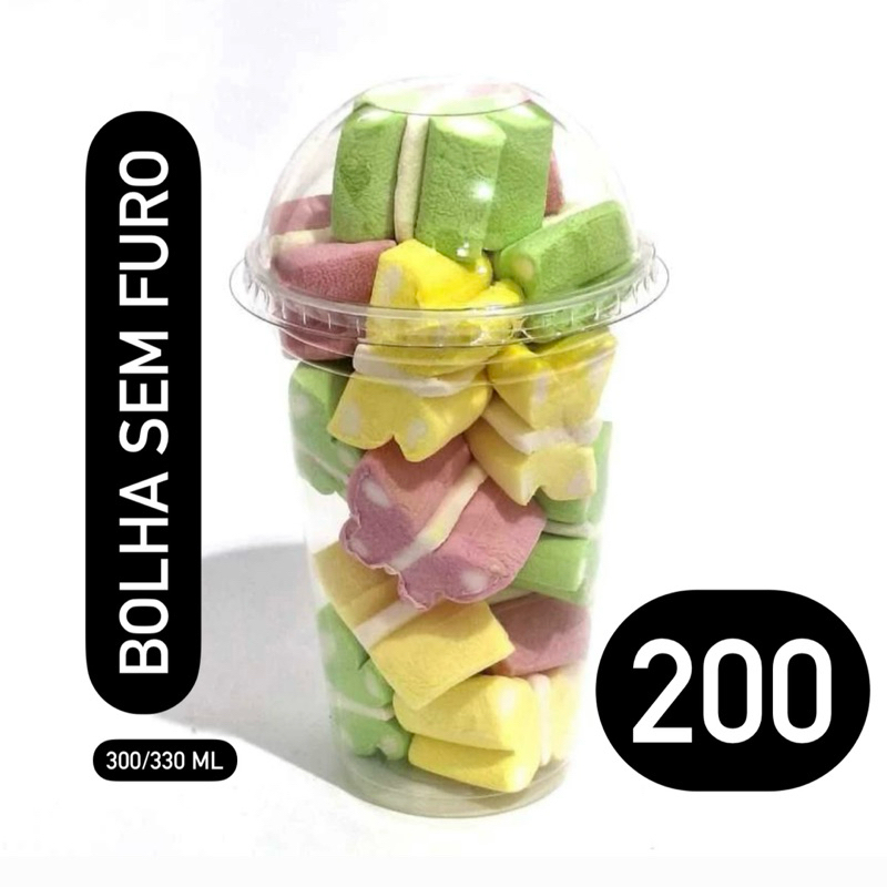 50~200 un Copos 300/330 ml PP com Tampa Bolha Sem Furo PET  Premium OFF em Oferta na Shopee