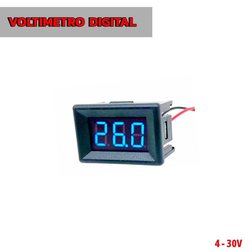 Voltimetro Digital para painel 0.36" medidor de voltagem e bateria DC 4.5-30V