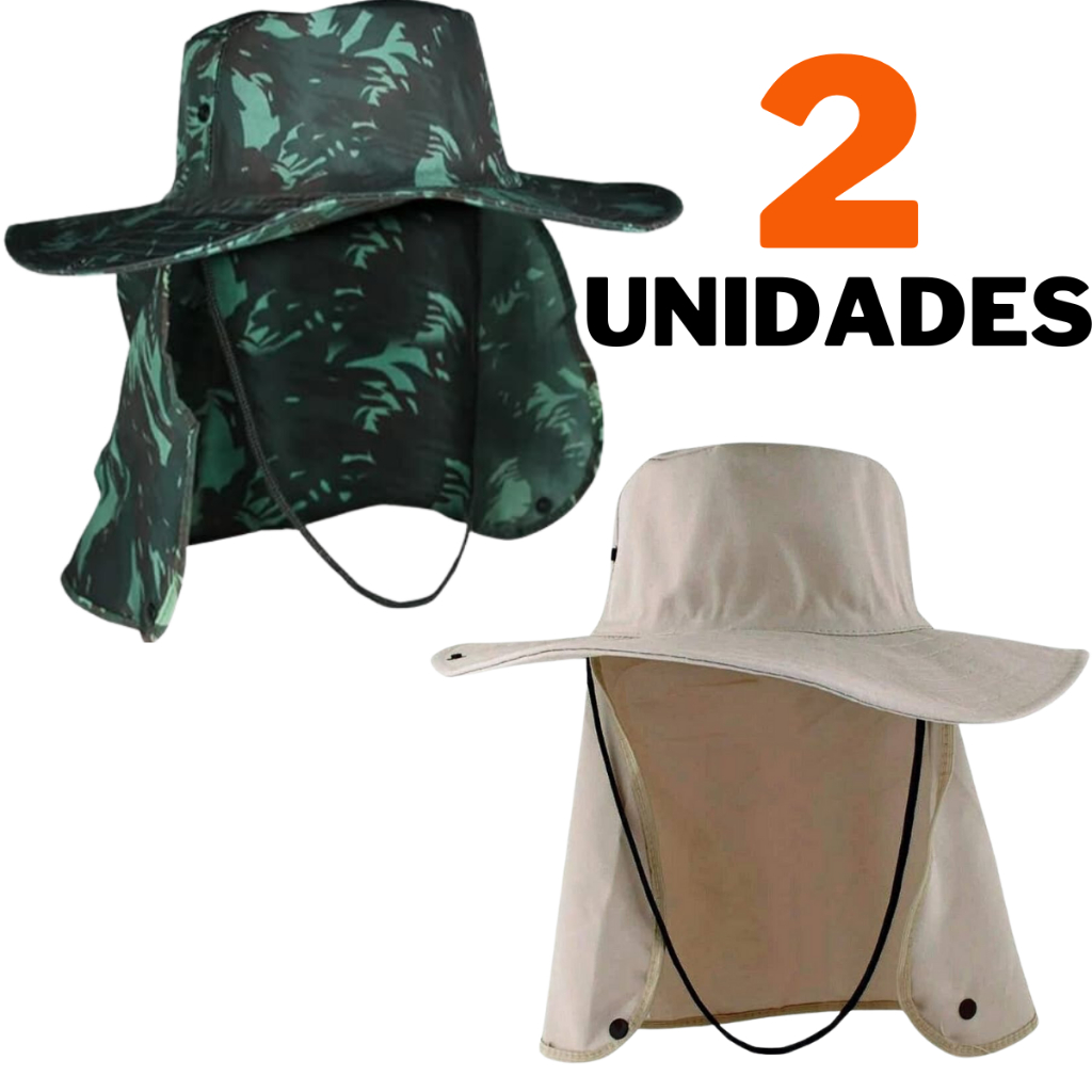 Chapéu Australiano de Pescador Kit 2 OU1 Unidades Proteção Pescoço Envio Rápido