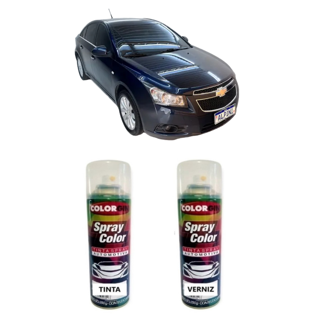 Kit Pintura automotiva spray Azul Macaw GM + Verniz + lixa
