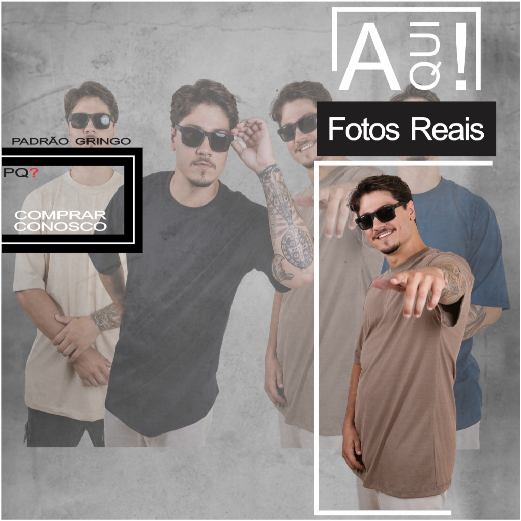 Camiseta OVERSIZED Camisa Gola Alta Largona Street Wear Skate Esporte Treino Academia Top