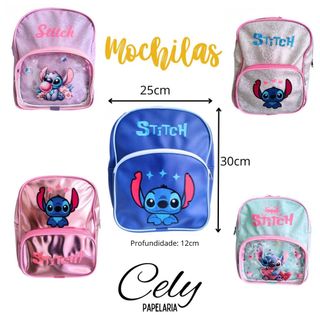 Mochila infantil Stitch com bolsa na frente ideal para creche, escola e passeios ótima qualidade