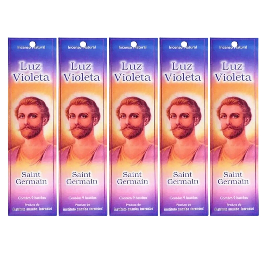 Incenso Saint Germain Transmutação Ananda Bastões de Longa Duração - Kit 05 Unidades