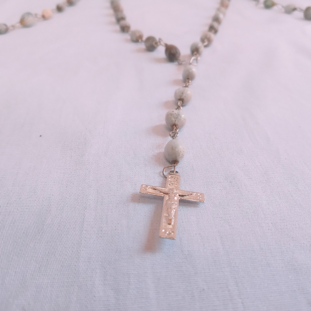 Guia Rosário de Preto Velho Lágrima de Nossa Senhora com Cruz - 7 Misterio e 5 Misterio Umbanda e Candomblé