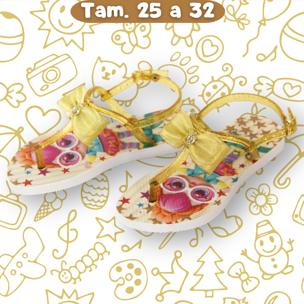 Chinelo Menina Infantil Sandalia Fivela Chinelo Personagens Desenhos Animados