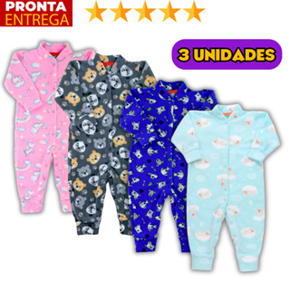Kit 3 Macacão Soft De Bebê Com Botões Enxoval Infantil em Oferta na Shopee