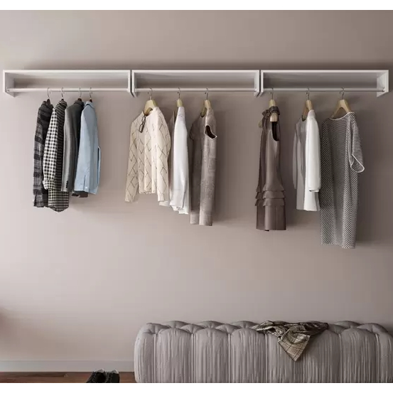 Cabideiro de parede 50cm Arara de Roupas Quarto Closet Branco