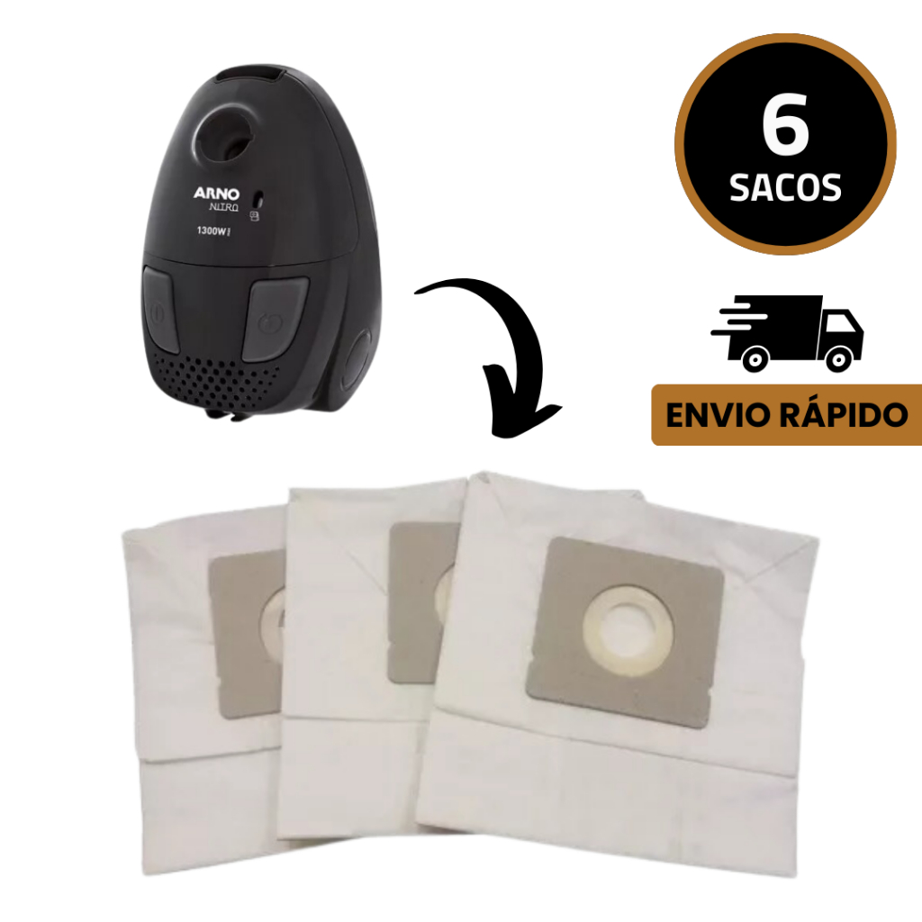 Saco Aspirador De Pó Arno Nitro - Kit 6 Sacos Descartáveis