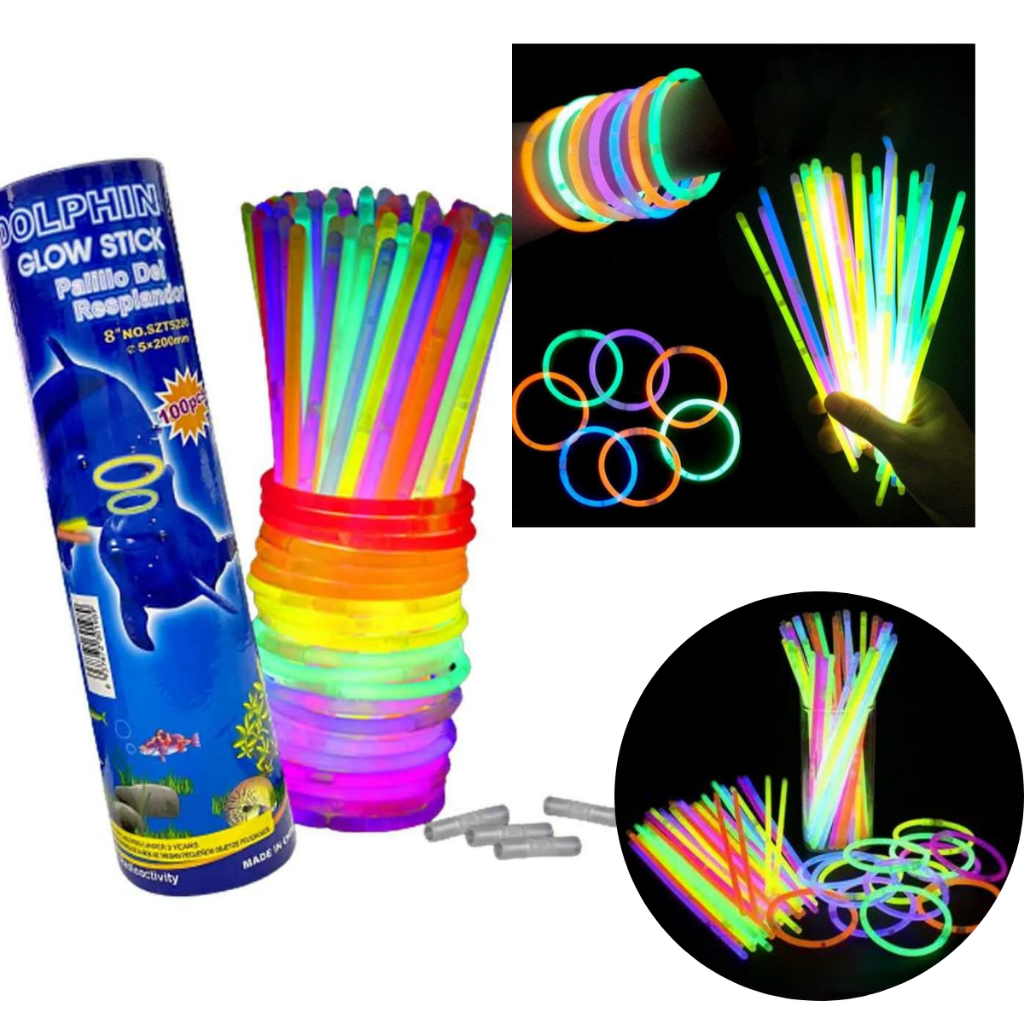 Pulseira Neon 100 Un Adereços Balada Fluorescente Festa Led