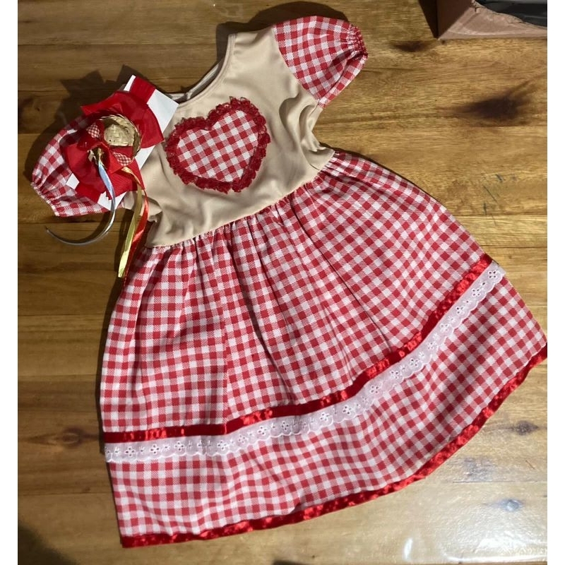 vestido capira festa junina infantil bebê
