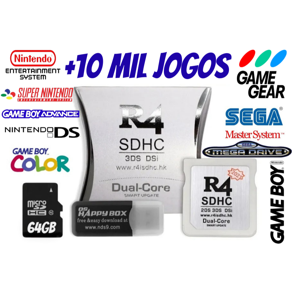 Cartão Cartucho R4 Dual Core 2025 Sd 64gb 10000 Ds 2ds 3ds