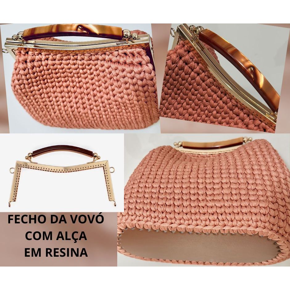 Fecho da Vovó Para Bolsas de Crochê Armação de Metal 20CM em Oferta na Shopee