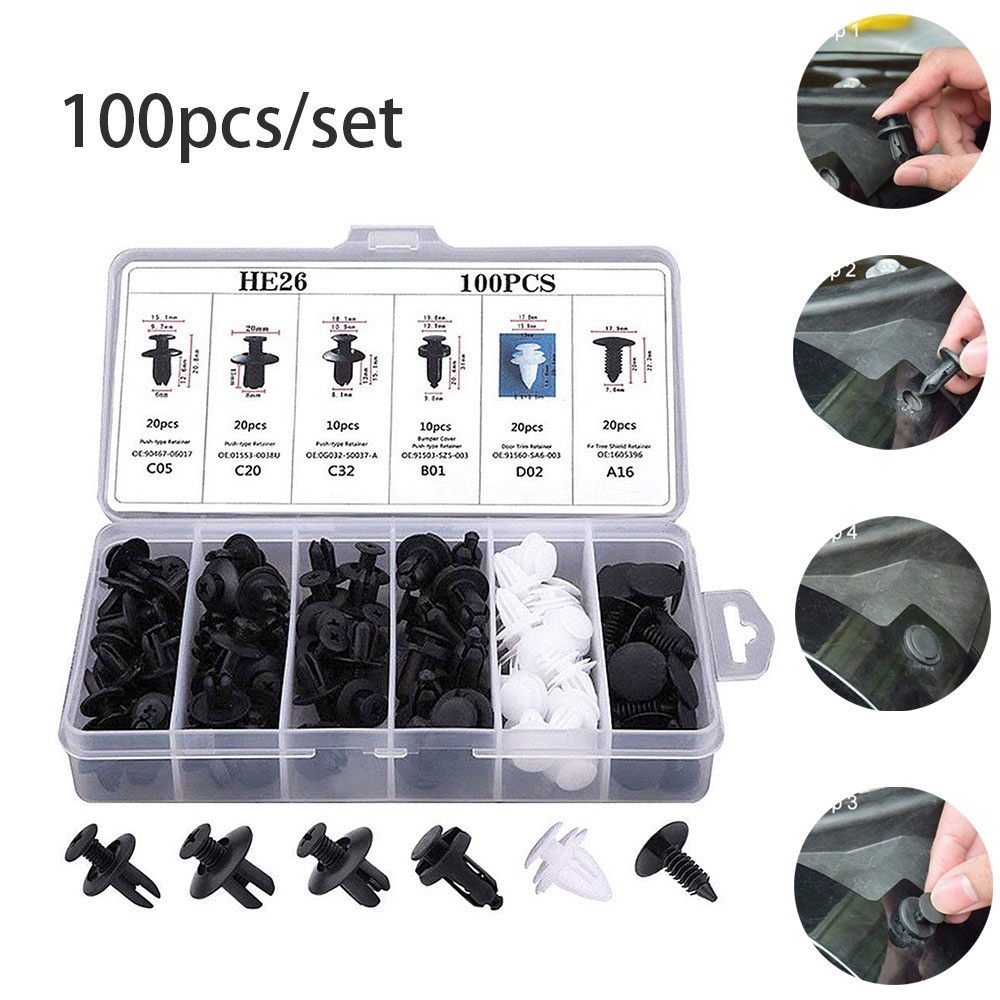 100 Pcs auto fastener Clipe Mista Corpo Do Carro push Pino Retentor rivet stops Guarnição Da Porta Painel kit