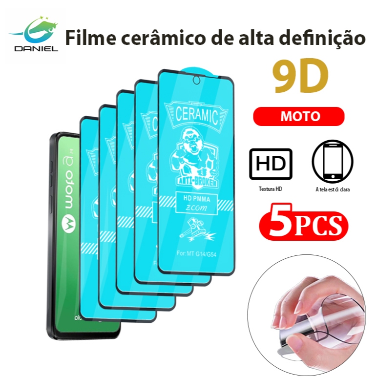 Daniel KIT 5 Membranas cerâmicas HD MOTO G9 G9 PLAY E7 PLUS ONE FUSION G8 POWER LITE E7 E7 POWER Película protetora