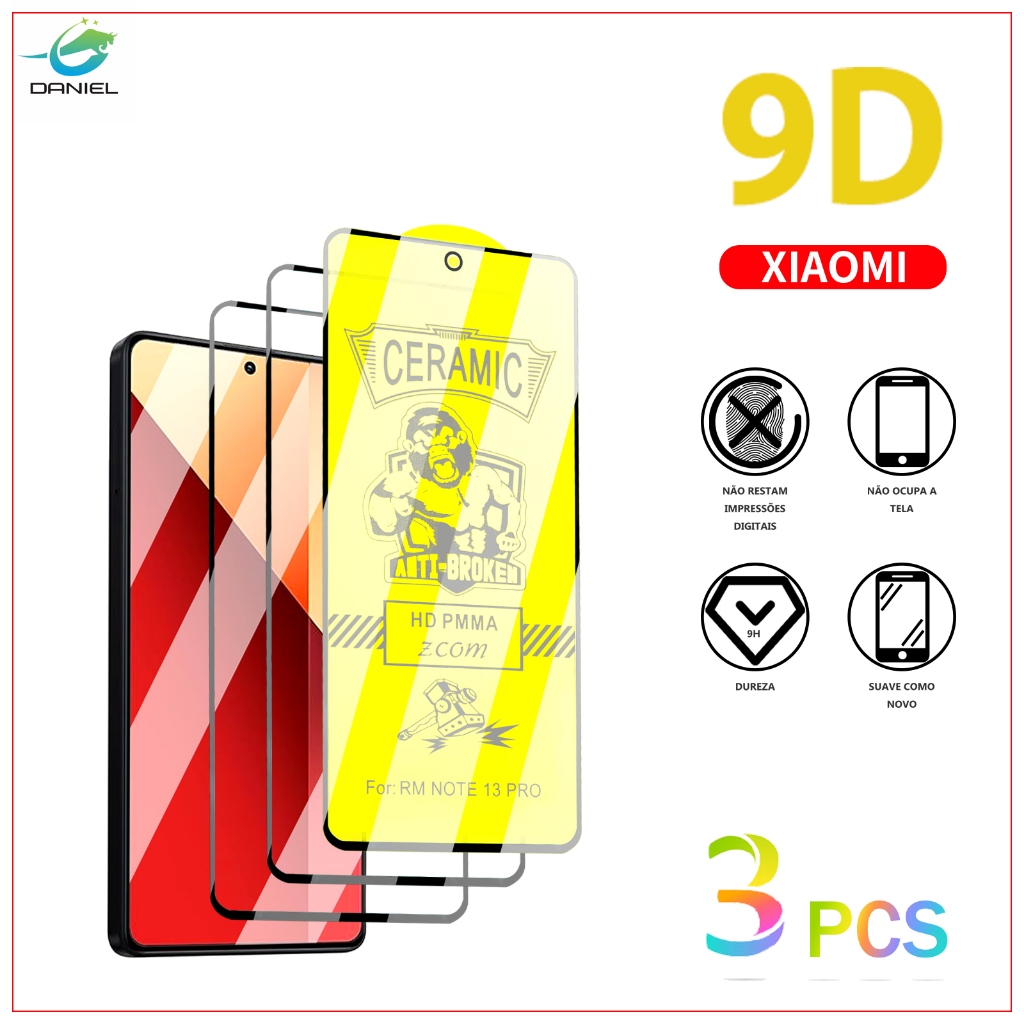 Película Kit 3 Premium Cerâmic Fosca Redmi 13C NOTE 13 NOTE 13 PRO 11A NOTE 11 4G NOTE 11 5G NOTE 11 PRO NOTE 11 PRO+ Série Modelo À prova de explosão film