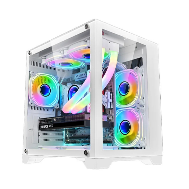 Gabinete Gamer Cube Bpc-345b C/ 4 Cooler Rgb Lateral Vidro Branco