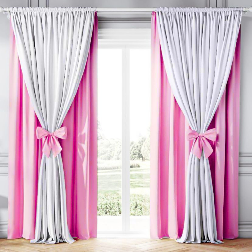 Cortina Clássica Xales Duplo Com Detalhes Em Laço 1,80m Altura x 3,00 m Largura Menina e Menino em Oferta na Shopee