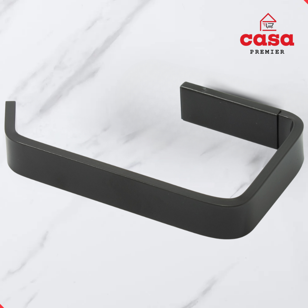 Papeleira Porta Papel Higiênico Suporte Banheiro Preto Fosco Metal De Parede