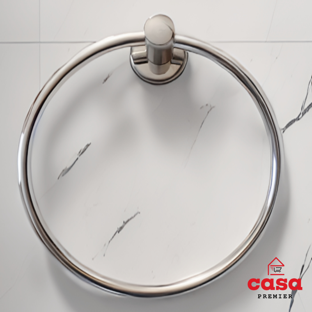 Suporte Porta Toalha Rosto Toalheiro Argola Metal Cromado Canoplas Inox Dupla Fixação Banheiro