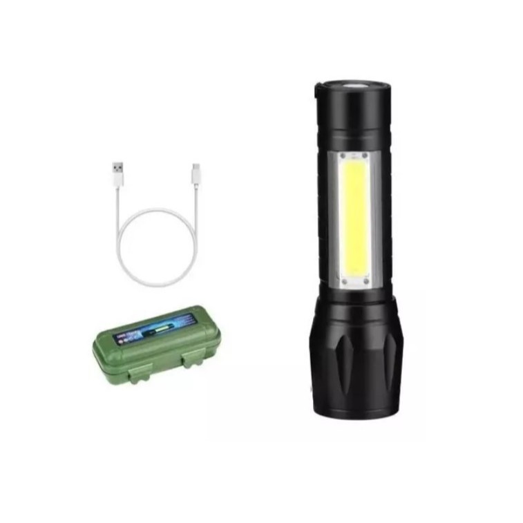 Lanterna Tática Super Led Com Zoom Recarregável Usb Mini Cor Da Lanterna Preto Cor Da Luz Branca