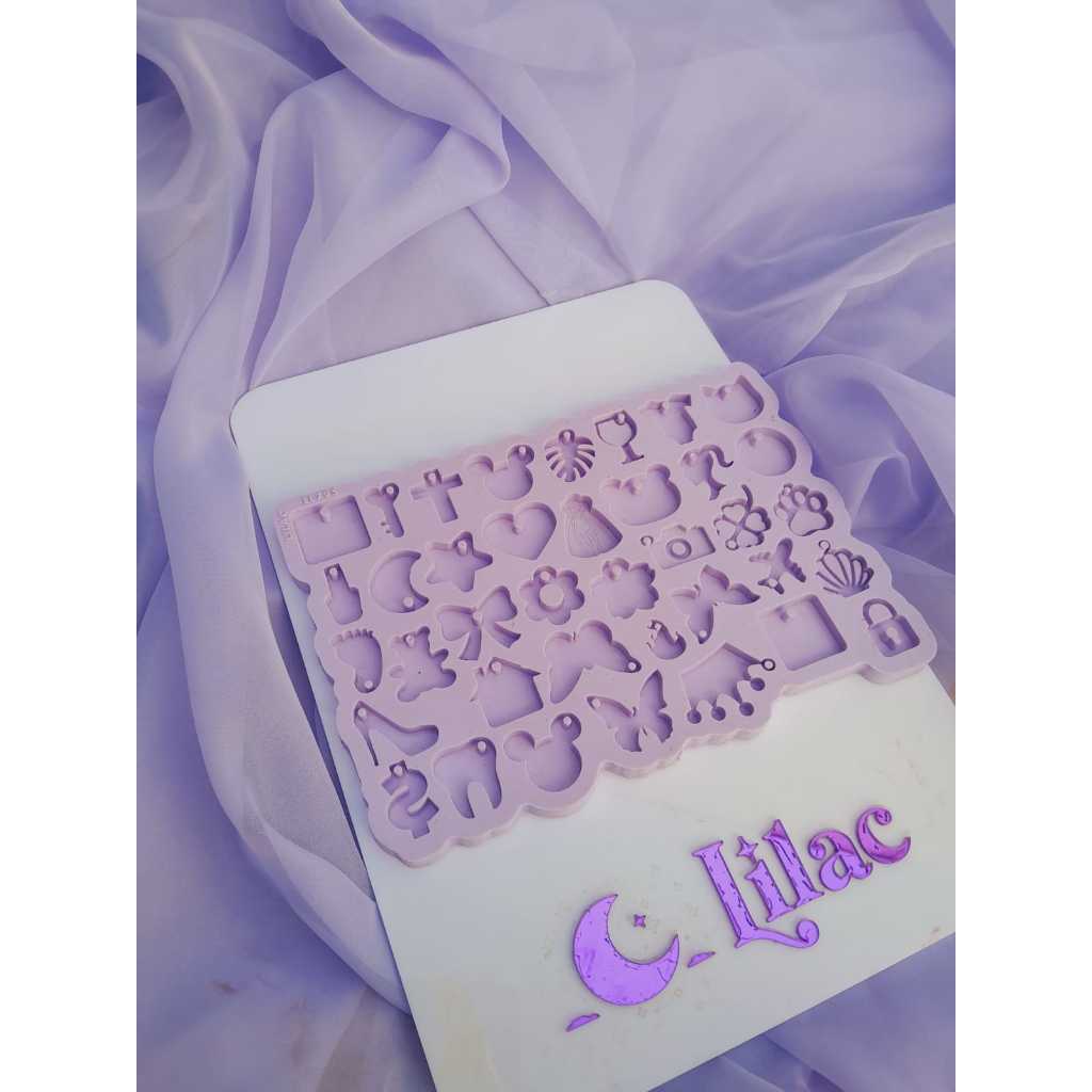 Molde de Silicone para Resina Paleta Berloques (Mini moldes 1) - 39 cavidades (entre 1 e 3 cm)