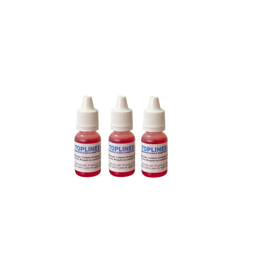 Kit 3X Poderoso Antipulgas e Carrapato Topline10ml Potente