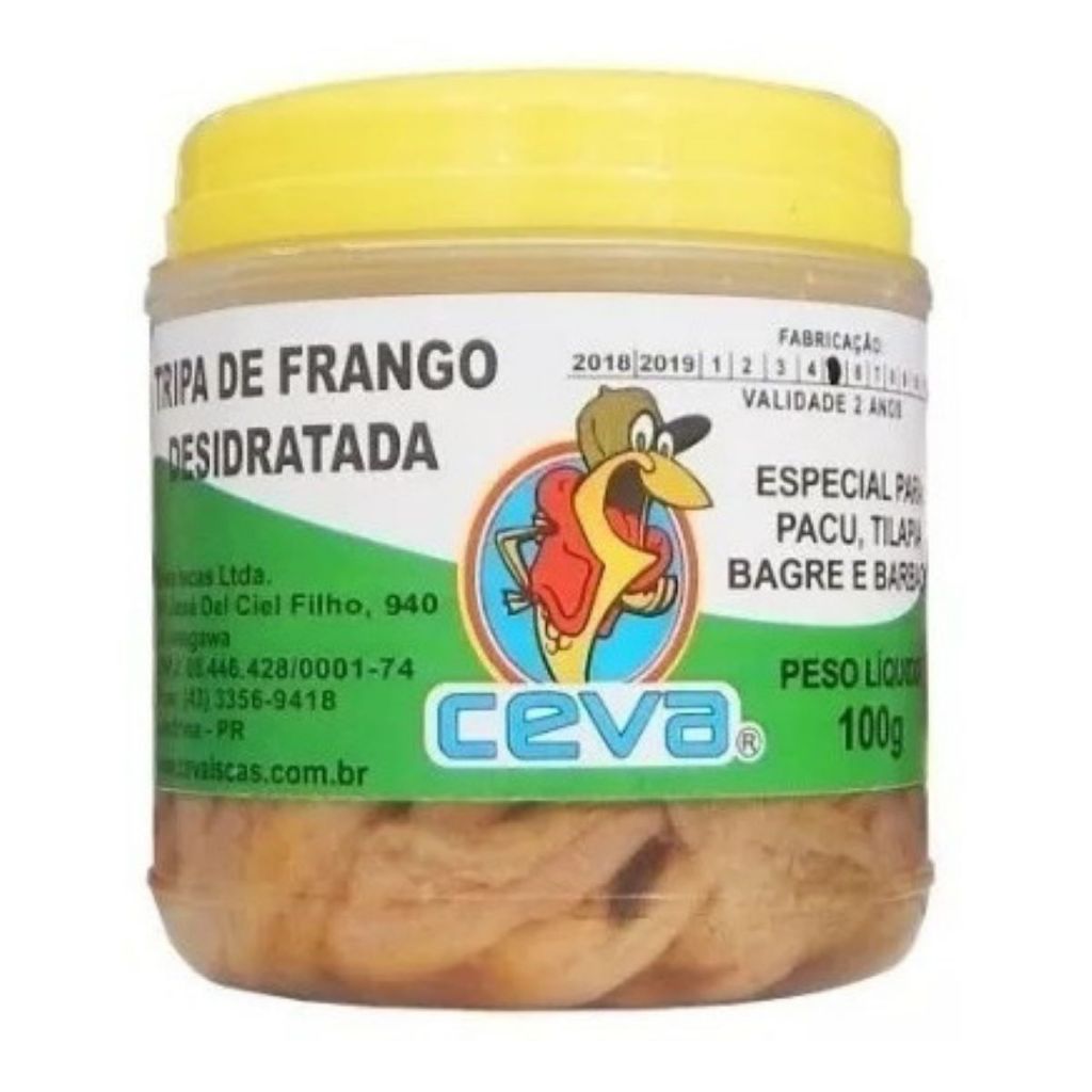 Isca Tripa de Frango Desidratada Para Pesca - Pote 120g
