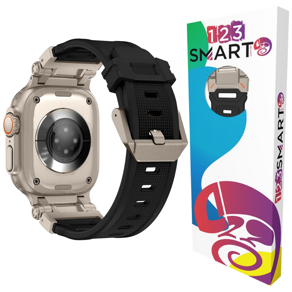 Pulseira De Silicone Conector Aço titanium para Apple Watch Ultra 1 E 2 49mm 9 8
