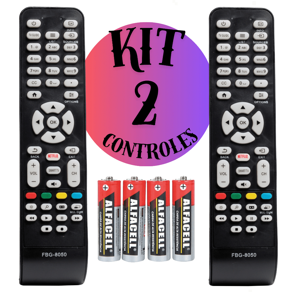 KIT 2 Controle Remoto Aoc Smart Tv Botão Netflix em Oferta na Shopee