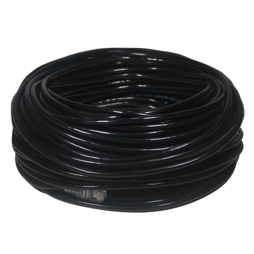 Cabo de Rede Patch Cord LAN CFTV 100 Metros 100m Preto CAT6 UTP Gigabit Até 1Gbps Crimpado Testado