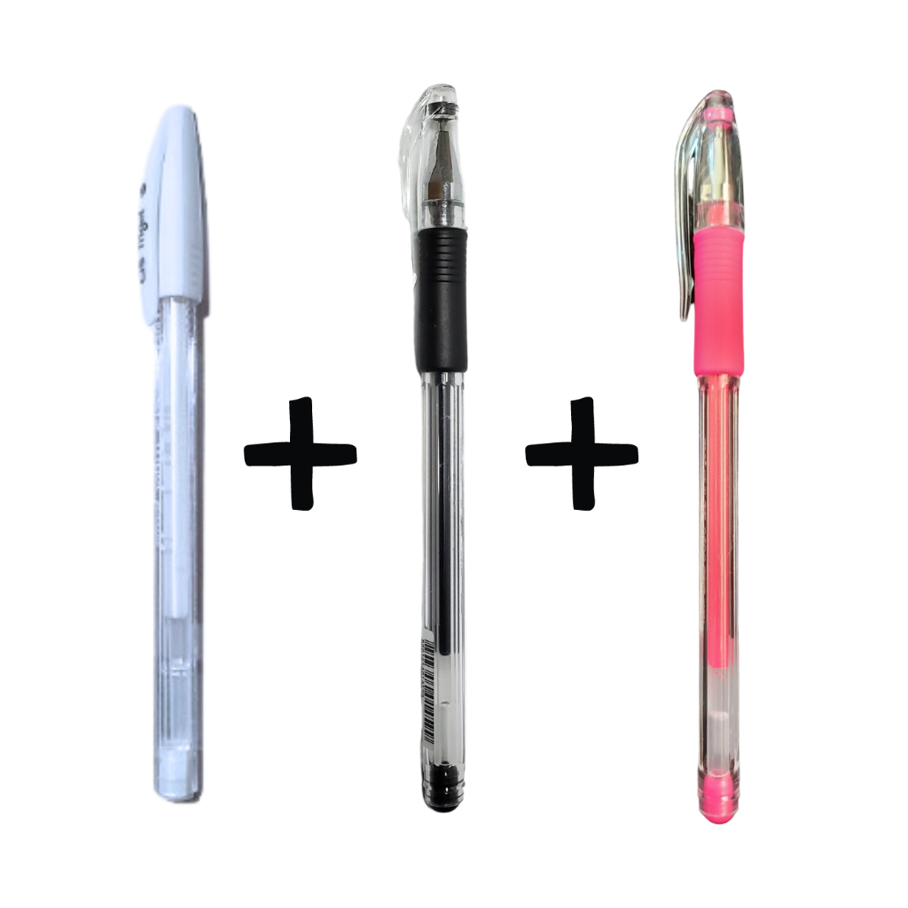 Kit Caneta Gel Branca + Rosa + Preta para design de sobrancelhas micropigmentação microblading marcação da pele