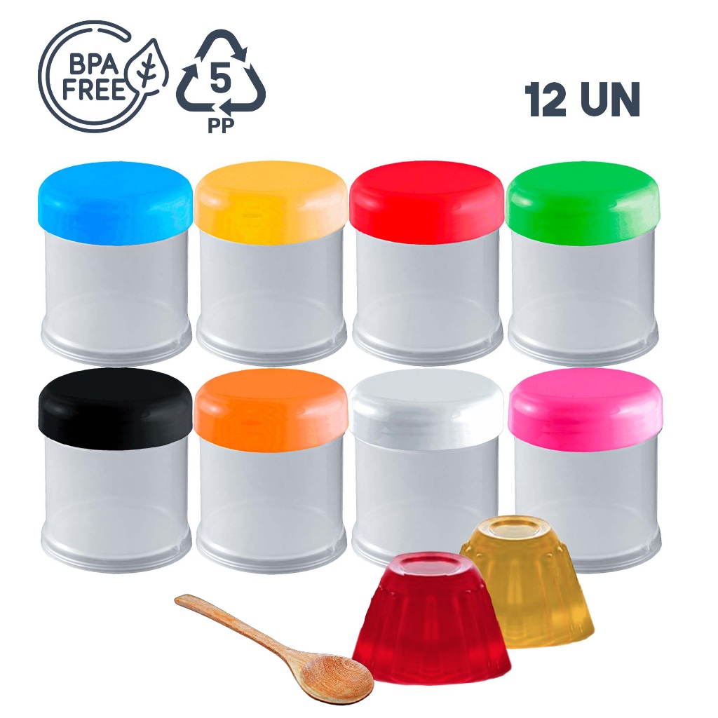 12 potes para gelatina papinha 100ml - BPA free - atóxico em Oferta na Shopee