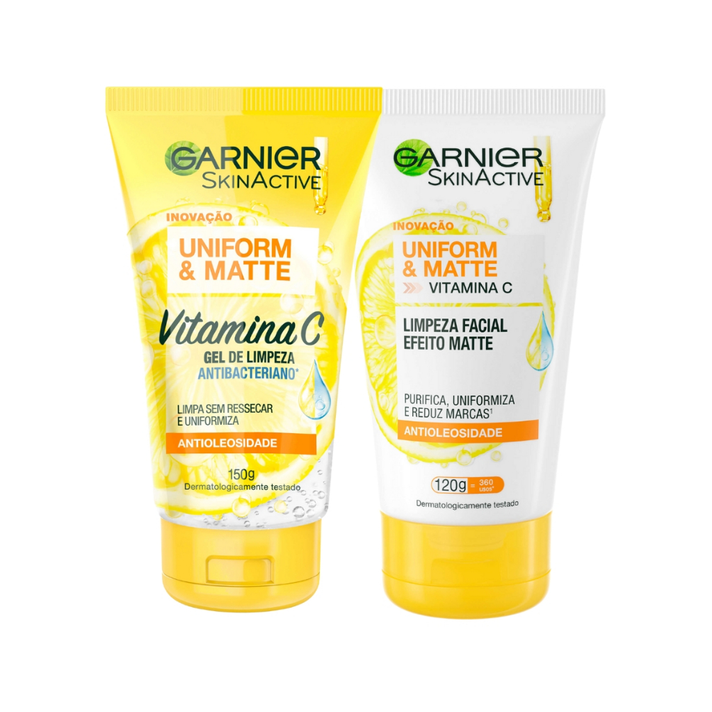 Kit Rotina Garnier Limpeza Facial Uniform&Matte Vitamina C em Oferta na Shopee